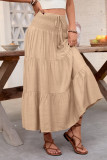 Solid Color Drawstring High Waisted Skirt