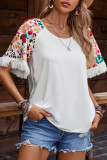 Fashion Round Neck Tassel Short Sleeved T-Shirt