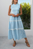 Round Neck Sleeveless Ruffle Striped Dress