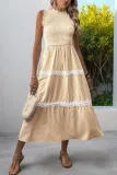 Round Neck Sleeveless Ruffle Striped Dress
