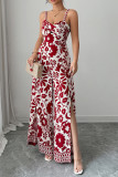 Summer Suspender Printed Wide Leg Jumpsuit