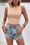 Summer Round Neck Backless Sleeveless Vest