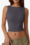 Summer Round Neck Backless Sleeveless Vest