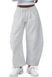 Summer Drawstring Pocket Sport Cropped Pants