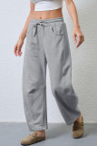 Summer Drawstring Pocket Sport Cropped Pants