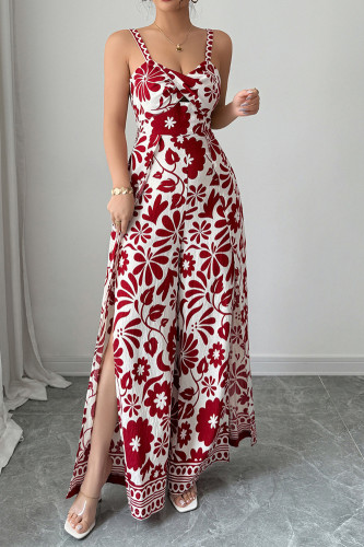 Summer Suspender Printed Wide Leg Jumpsuit