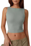 Summer Round Neck Backless Sleeveless Vest