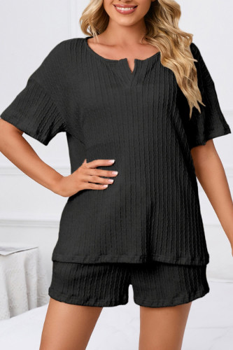 V-Neck Short Sleeved Shorts Pajamas Two-Piece Set