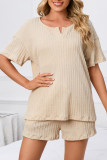 V-Neck Short Sleeved Shorts Pajamas Two-Piece Set