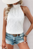 Half High Neck Hanging Neck Jacquard Sleeveless Shirt