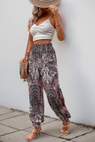 High Waisted Ethnic Style Printed Lantern Pants