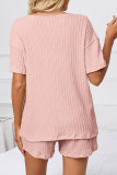V-Neck Short Sleeved Shorts Pajamas Two-Piece Set