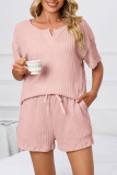 V-Neck Short Sleeved Shorts Pajamas Two-Piece Set