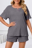 V-Neck Short Sleeved Shorts Pajamas Two-Piece Set