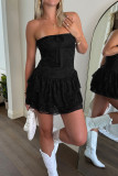 Summer Black Lace Strapless Cake Skirt