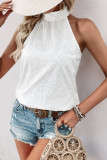 Half High Neck Hanging Neck Jacquard Sleeveless Shirt