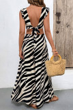 Zebra Print Short Sleeved Wide Leg Pants Two-Piece Set