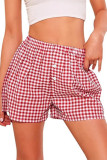 Summer Plaid Printed Elastic Beach Shorts