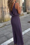 Waist Cinched V-Neck Loose Suspender Jumpsuit