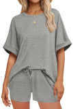 Solid Color Sports Short Sleeved Shorts Two-Piece Set