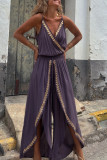 Waist Cinched V-Neck Loose Suspender Jumpsuit