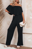 Solid Color One Shoulder Wide Leg Jumpsuit