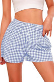 Summer Plaid Printed Elastic Beach Shorts