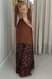 Leopard Print Hanging Neck Backless Dress