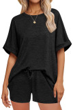 Solid Color Sports Short Sleeved Shorts Two-Piece Set