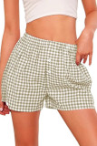Summer Plaid Printed Elastic Beach Shorts