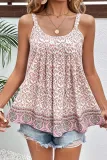 Large Size Bohemian Round Neck Sleeveless Floral Shirt