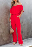 Solid Color One Shoulder Wide Leg Jumpsuit