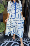 Bohemian V-Neck Printed Shirt Short Sleeve Dress