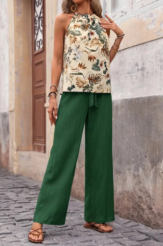 Sleeveless Camisole Vest Wide Leg Pants Two-Piece Set