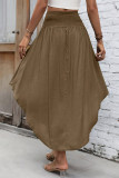 Bohemian Solid Color Elastic High Waisted Skirt