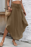 Bohemian Solid Color Elastic High Waisted Skirt
