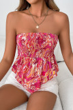 Sleeveless Elastic Strapless Waist Cinching Shirt 