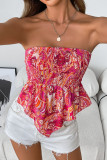 Sleeveless Elastic Strapless Waist Cinching Shirt 