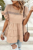 Round Neck Ruffled Short Sleeved Shirt