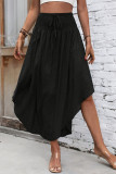 Bohemian Solid Color Elastic High Waisted Skirt