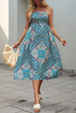 Ethnic Style Printed Suspender Sleeveless Dress