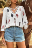 Summer Printed V-Neck Seven Quarter Sleeve Shirt
