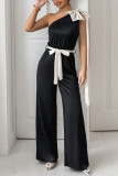 Summer High Waisted Straight Leg Jumpsuit Pants