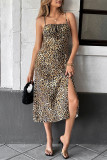 Summer Retro Leopard Pattern Strap Sleeveless Dress