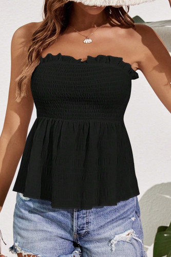 Summer Ruffled Sleeveless Strapless Shirt