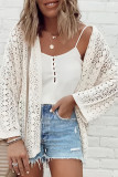 Solid Color Hollowed Out Beach Knitted Cardigan