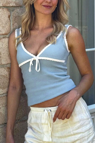 Bow Shaped Slim Knit Camisole Sleeveless Vest