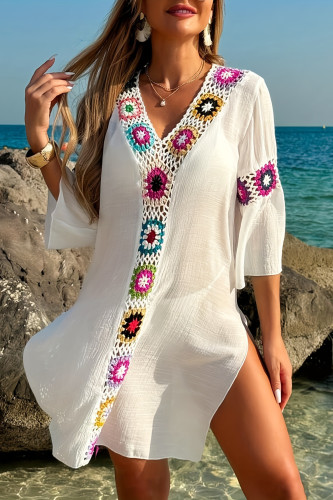 Summer Ethnic Style V-Neck Beach Slit Dress
