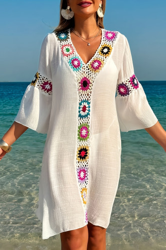 Summer Ethnic Style V-Neck Beach Slit Dress