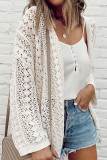 Solid Color Hollowed Out Beach Knitted Cardigan